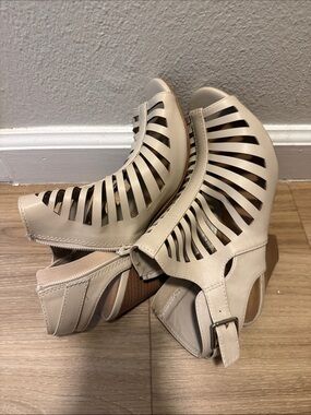 Soda Nude Cutout Slingback Heels